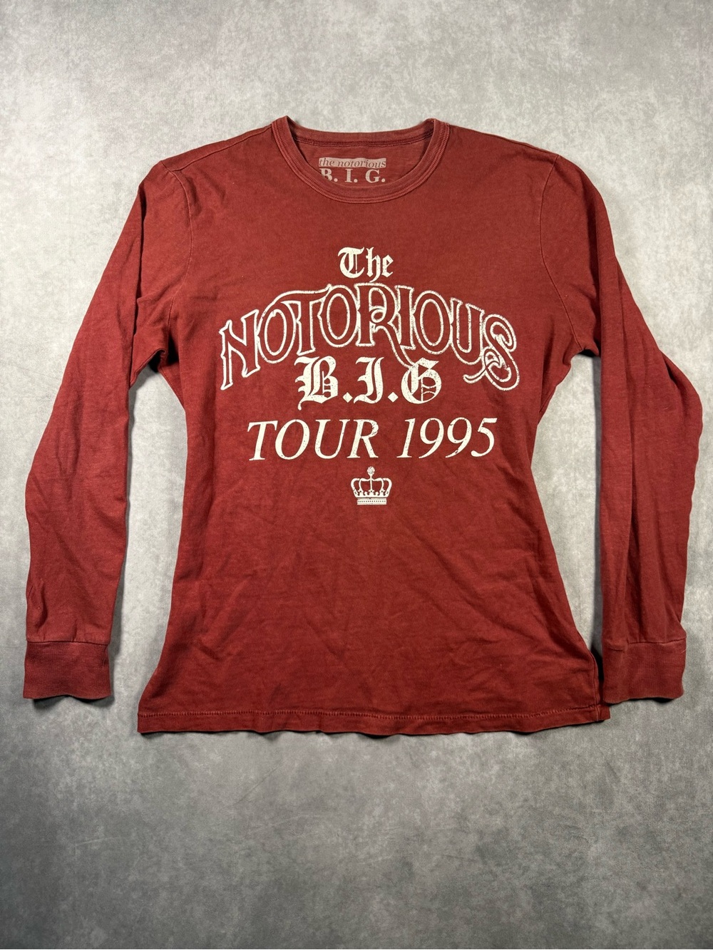 The Notorious B.I.G. Tour 1995 Long Sleeve Graphic Tee - Rust Red Unisex Size M